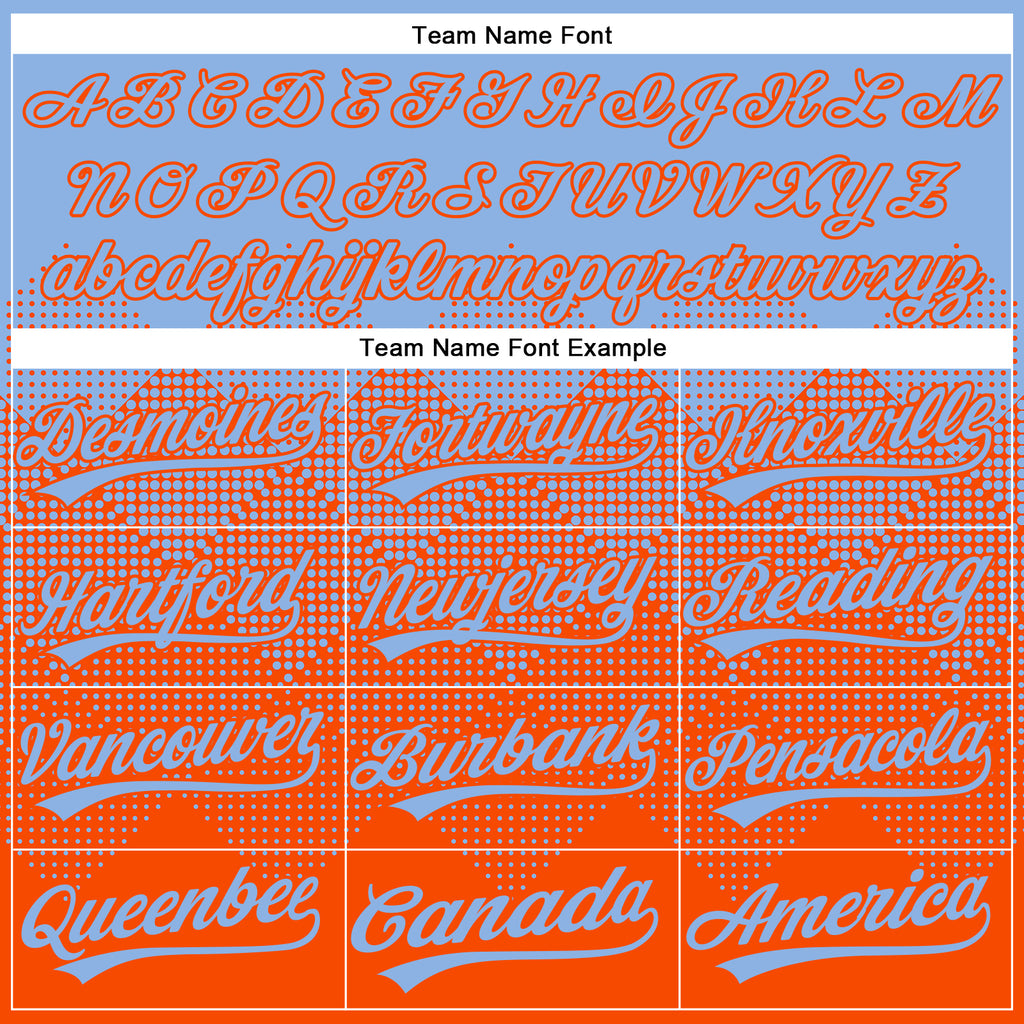 Custom Light Blue Orange 3D Gradient Square Shape Two-Button Unisex Softball Jersey