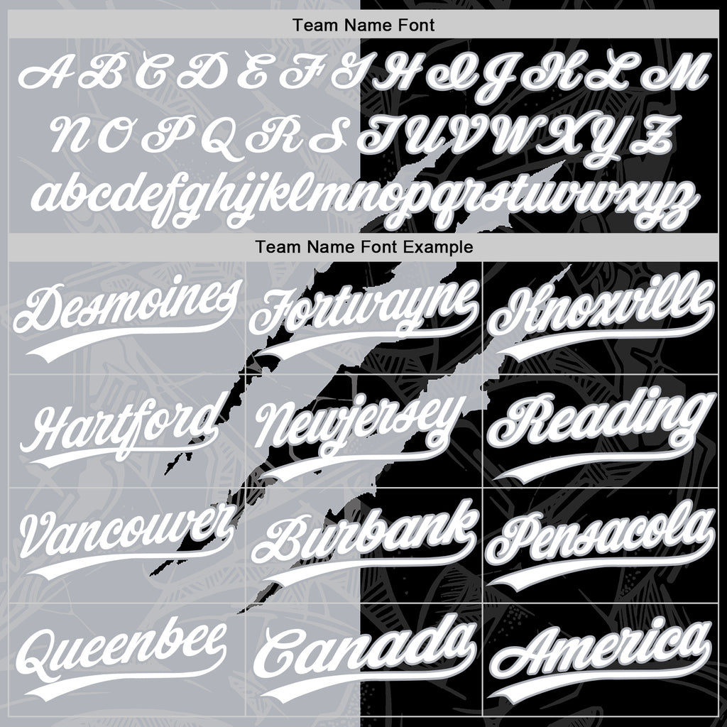 Custom Graffiti Pattern White Black-Gray 3D Scratch Two-Button Unisex Softball Jersey