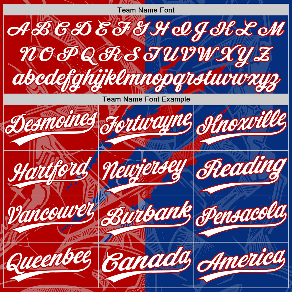 Custom Graffiti Pattern White Royal-Red 3D Scratch Two-Button Unisex Softball Jersey