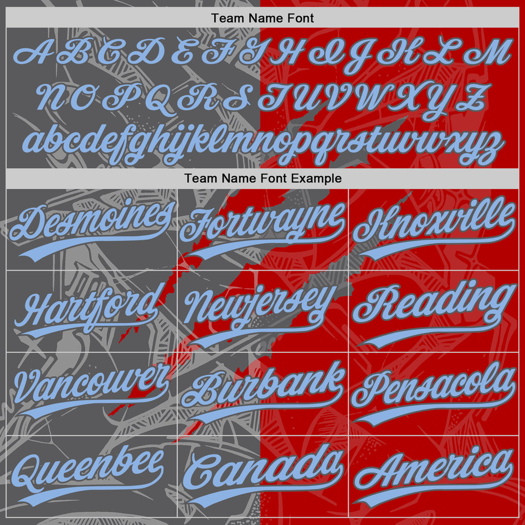 Custom Graffiti Pattern Light Blue Red-Steel Gray 3D Scratch Two-Button Unisex Softball Jersey