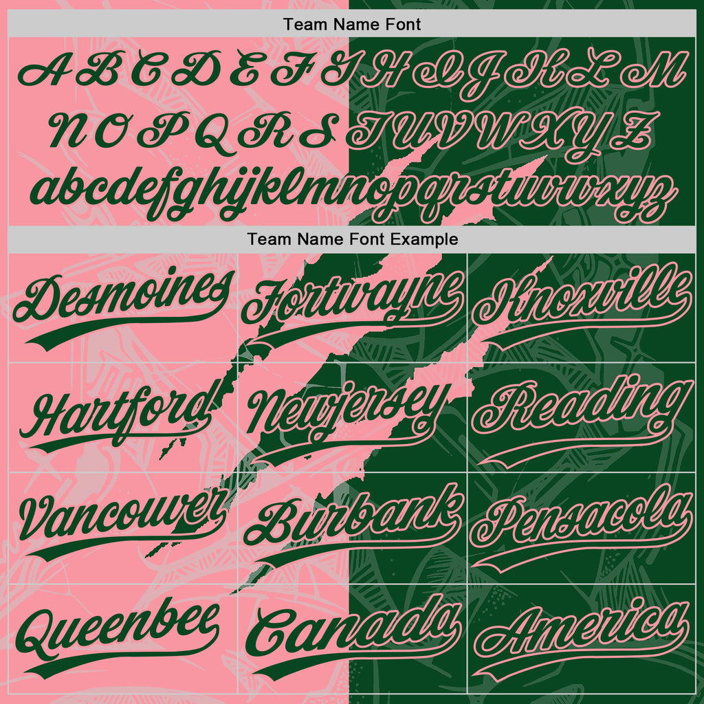 Custom Graffiti Pattern Green-Medium Pink 3D Scratch Two-Button Unisex Softball Jersey