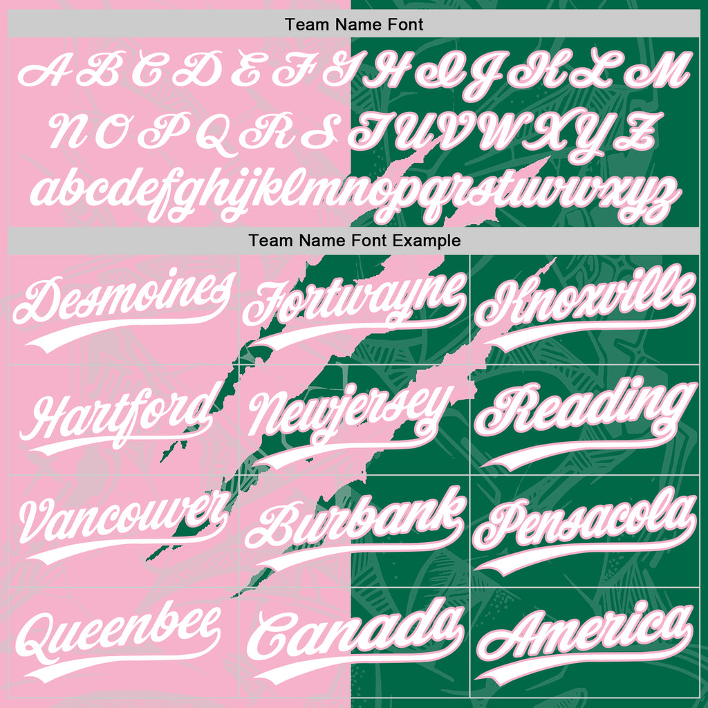 Custom Graffiti Pattern White Kelly Green-Light Pink 3D Scratch Two-Button Unisex Softball Jersey