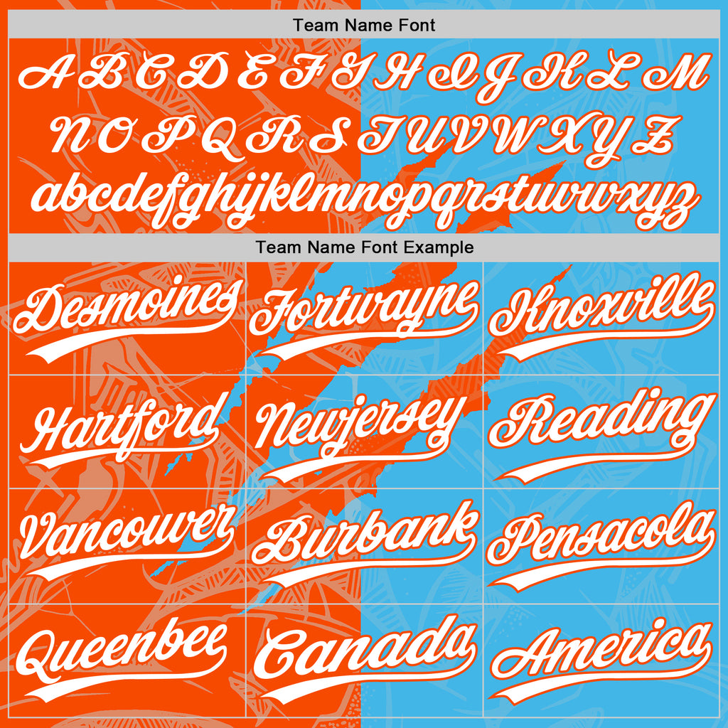 Custom Graffiti Pattern White Sky Blue-Orange 3D Scratch Two-Button Unisex Softball Jersey