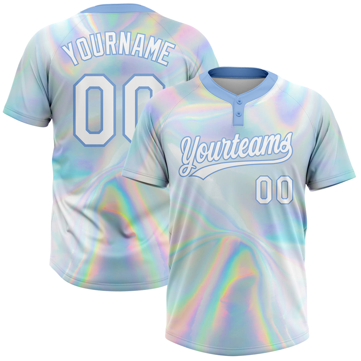 Custom Abstract Trendy Holographic Vaporwave Style Two-Button Unisex ...