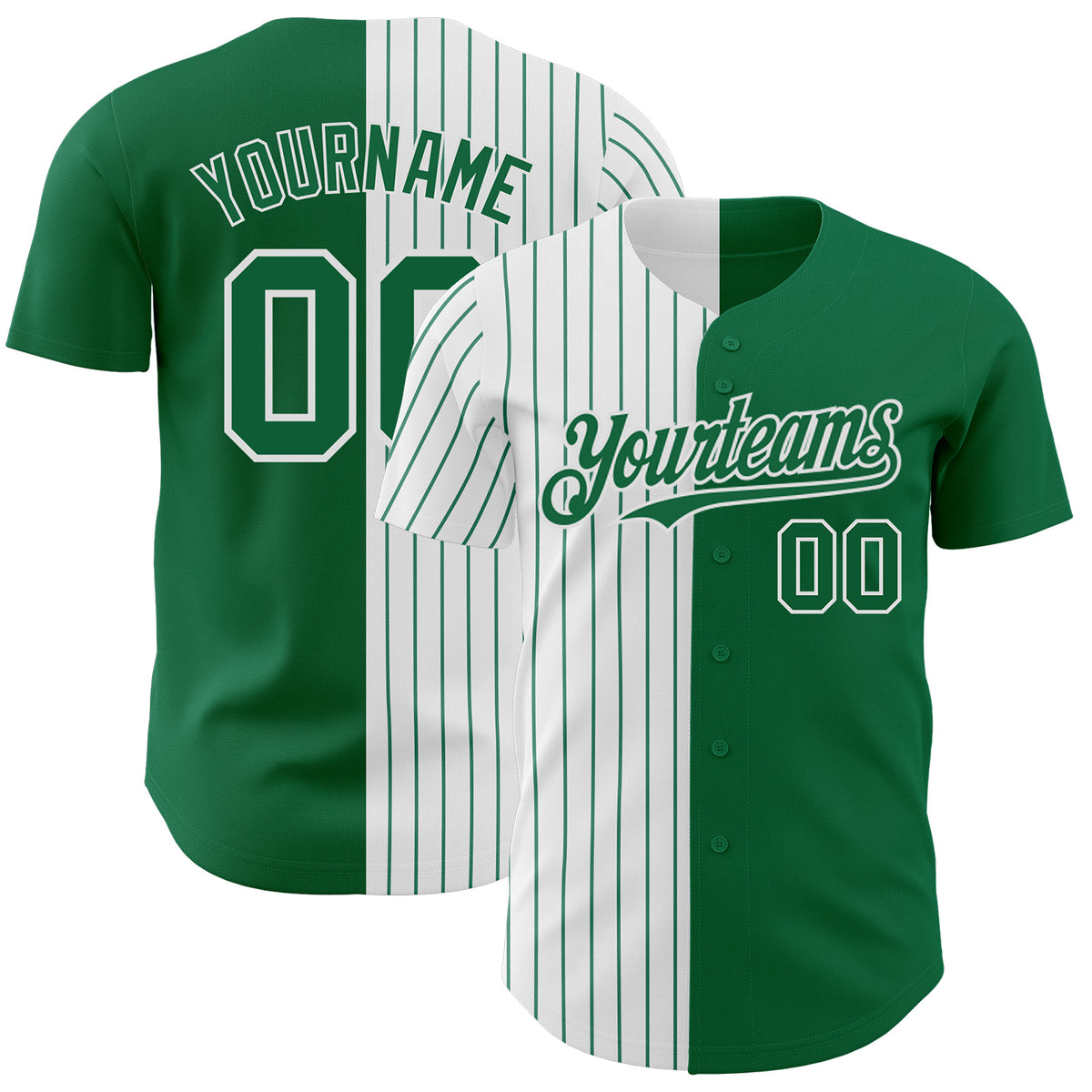 Custom Kelly Green White-kelly Green Pinstripe Authentic Split Fashion 