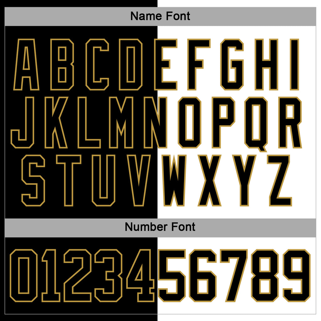 Custom Black Old Gold-White Split Fashion Hockey Lace Neck Jersey