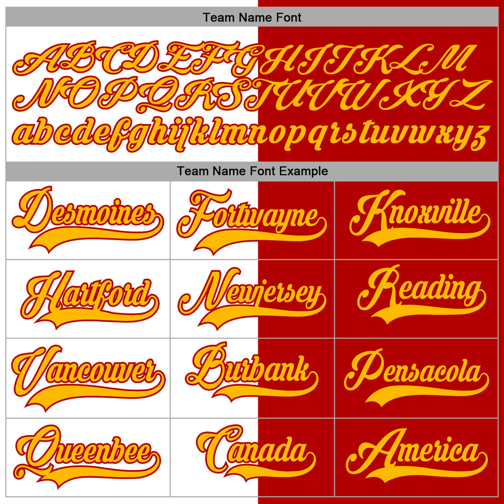 Custom Red Gold-White Split Fashion Hockey Lace Neck Jersey