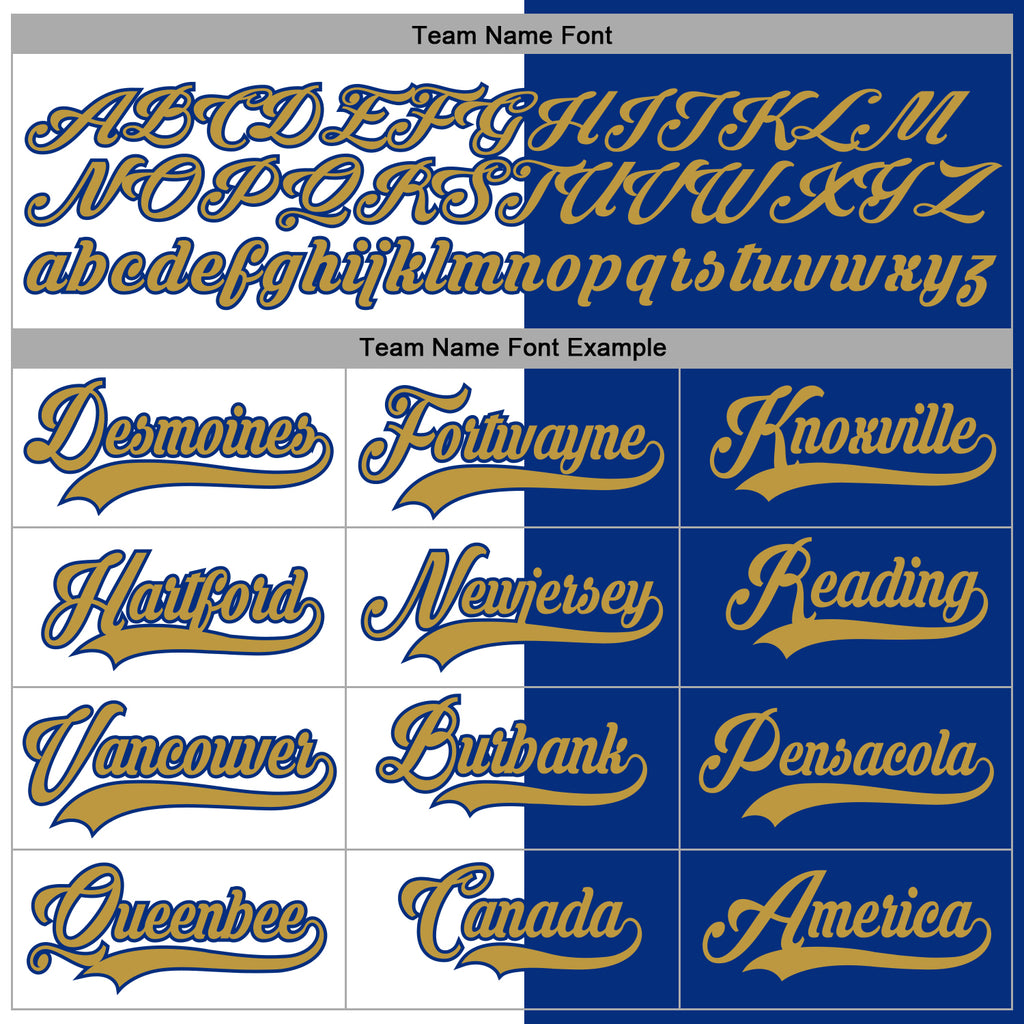 Custom Royal Old Gold-White Split Fashion Hockey Lace Neck Jersey