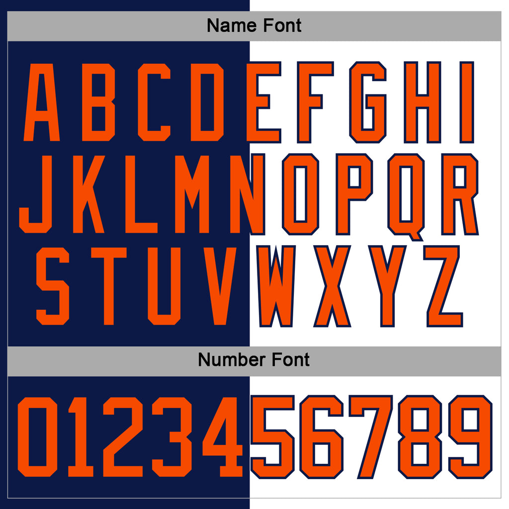 Custom Navy Orange-White Split Fashion Hockey Lace Neck Jersey