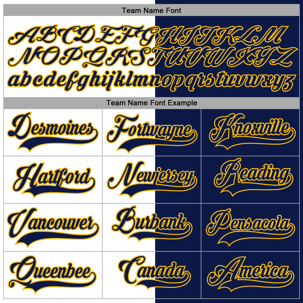 Custom Navy Gold-White Split Fashion Hockey Lace Neck Jersey