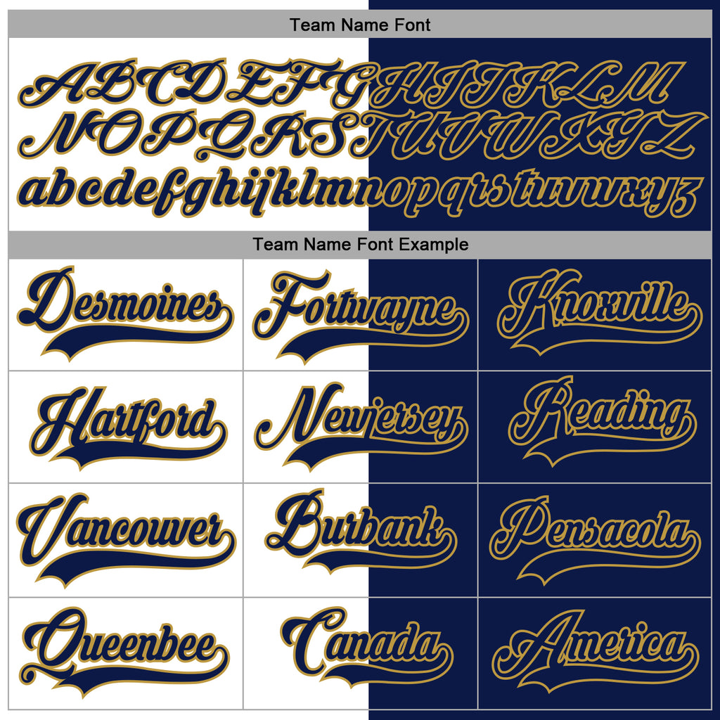 Custom Navy Old Gold-White Split Fashion Hockey Lace Neck Jersey