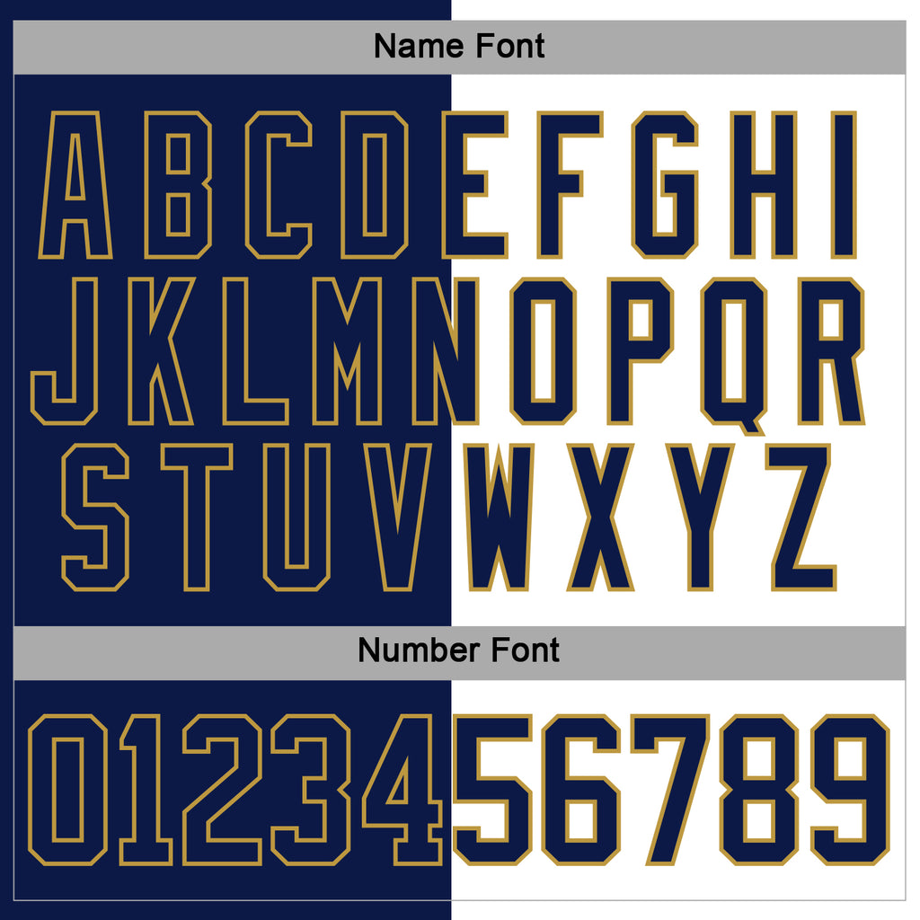 Custom Navy Old Gold-White Split Fashion Hockey Lace Neck Jersey