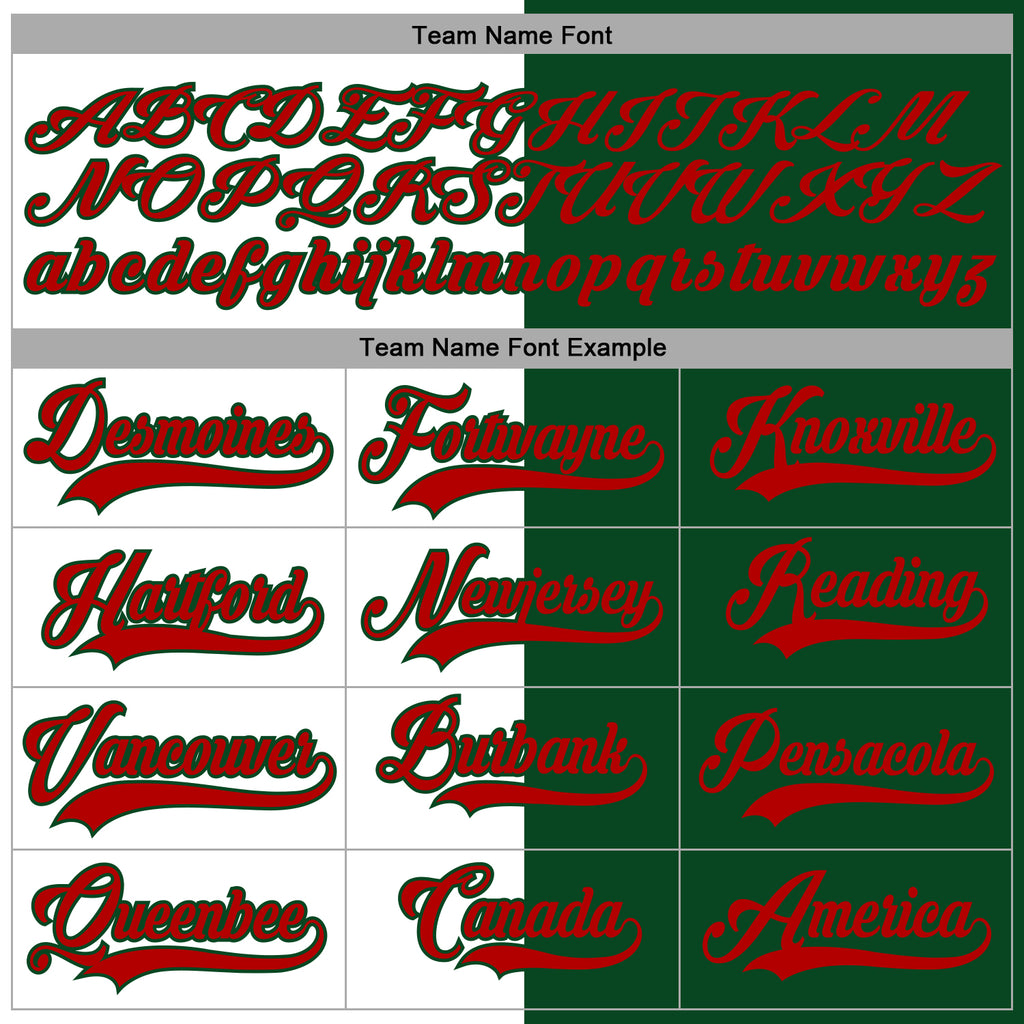 Custom Green Red-White Split Fashion Hockey Lace Neck Jersey