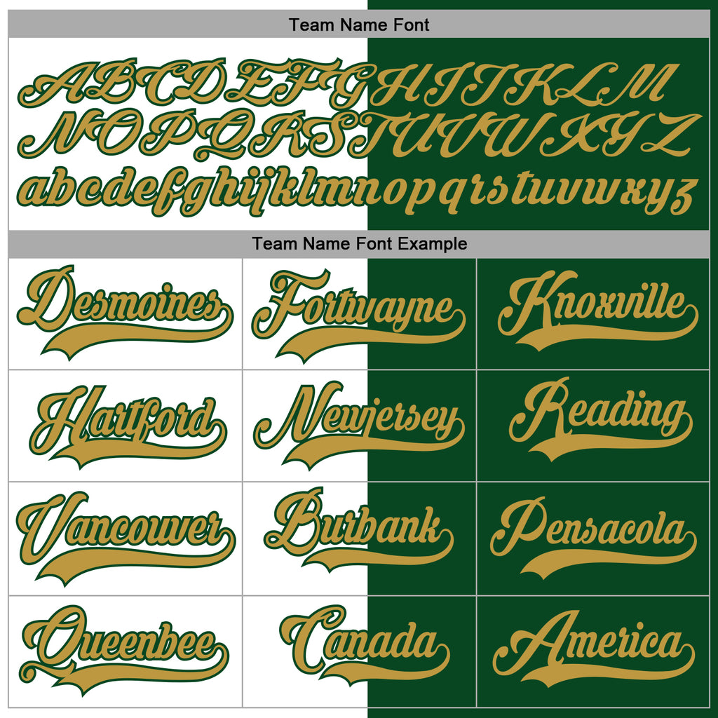 Custom Green Old Gold-White Split Fashion Hockey Lace Neck Jersey