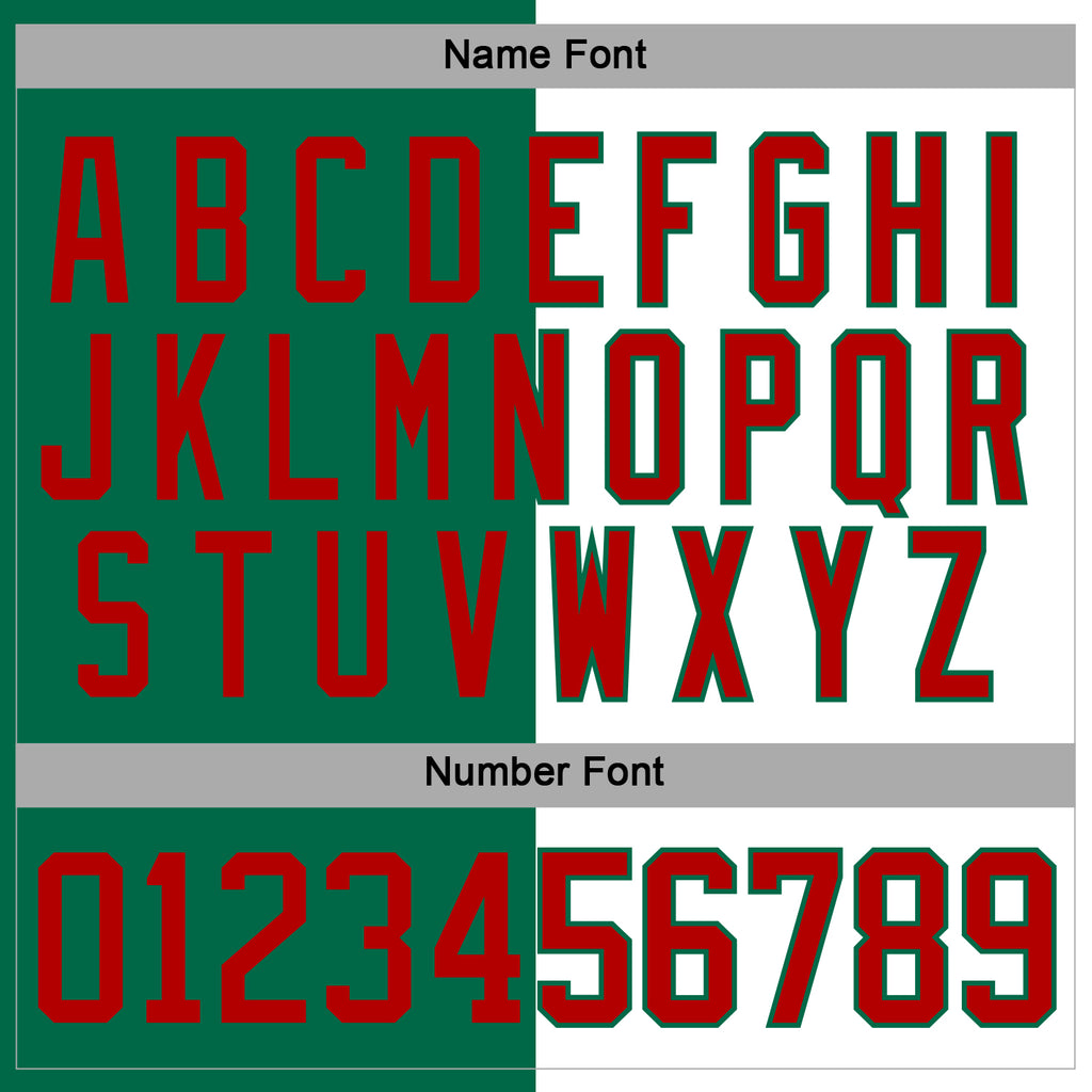 Custom Kelly Green Red-White Split Fashion Hockey Lace Neck Jersey