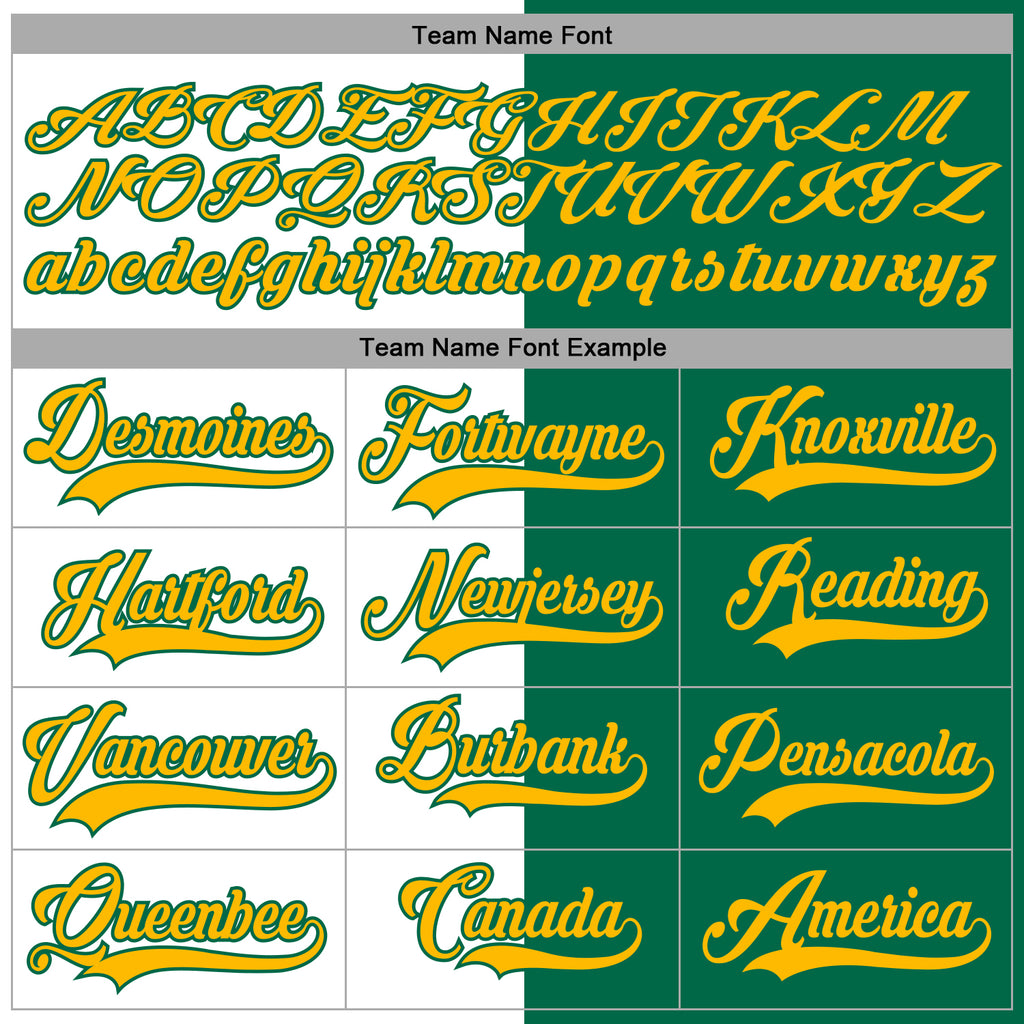 Custom Kelly Green Gold-White Split Fashion Hockey Lace Neck Jersey