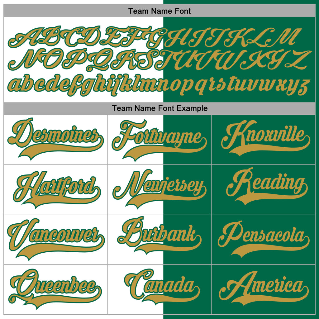 Custom Kelly Green Old Gold-White Split Fashion Hockey Lace Neck Jersey