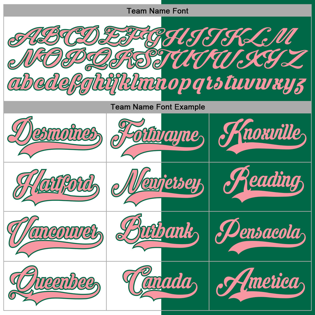 Custom Kelly Green Medium Pink-White Split Fashion Hockey Lace Neck Jersey