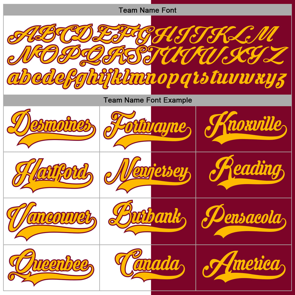 Custom Maroon Gold-White Split Fashion Hockey Lace Neck Jersey