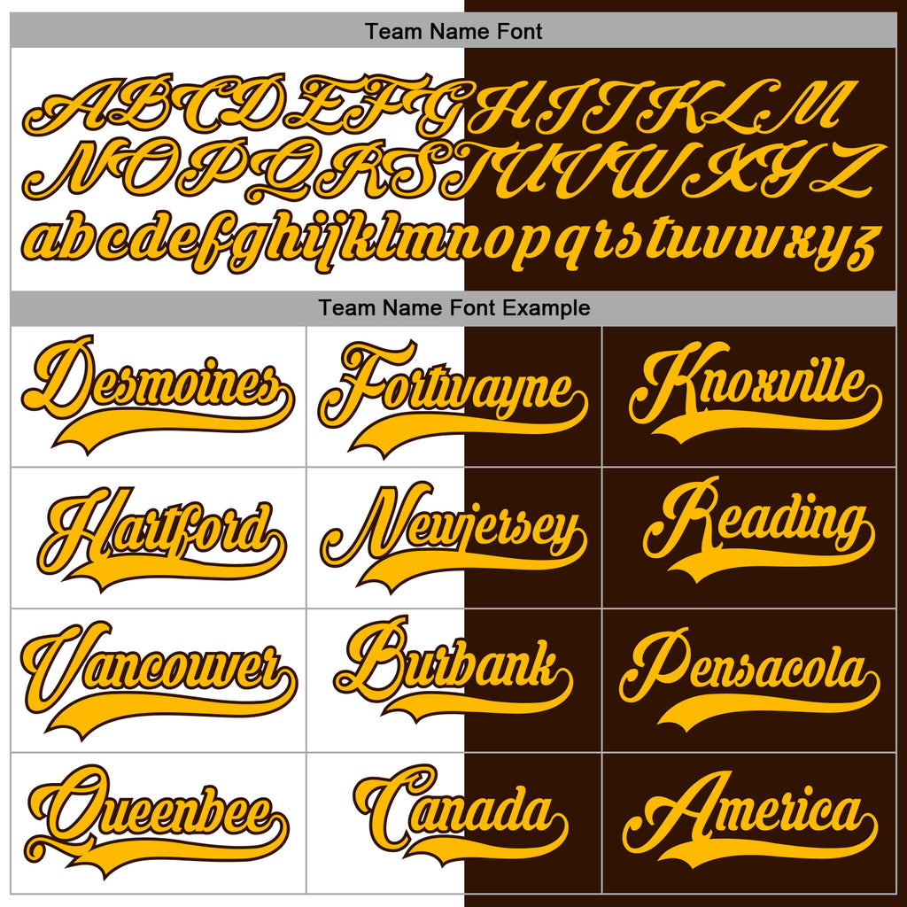 Custom Brown Gold-White Split Fashion Hockey Lace Neck Jersey