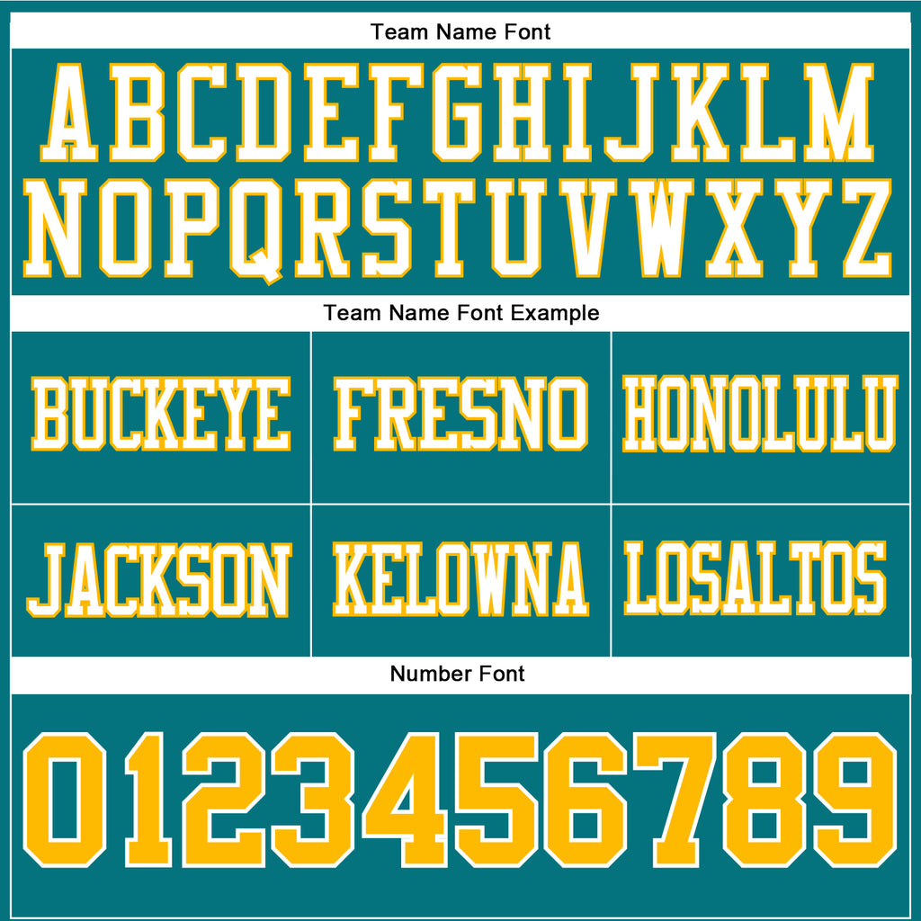 Custom Teal Gold-White Authentic Football Jersey