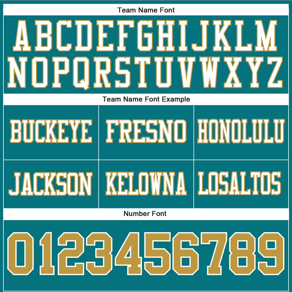 Custom Teal Old Gold-White Authentic Football Jersey