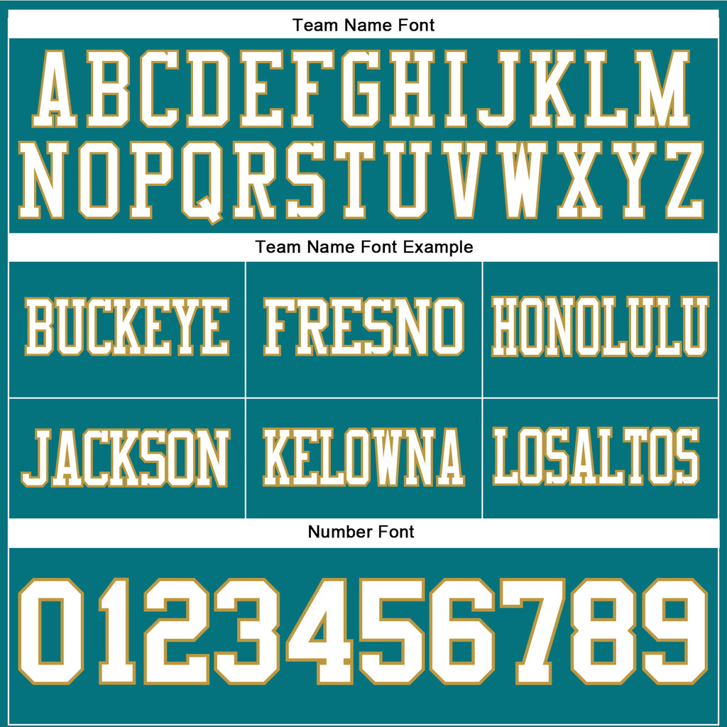 Custom Teal White-Old Gold Authentic Football Jersey
