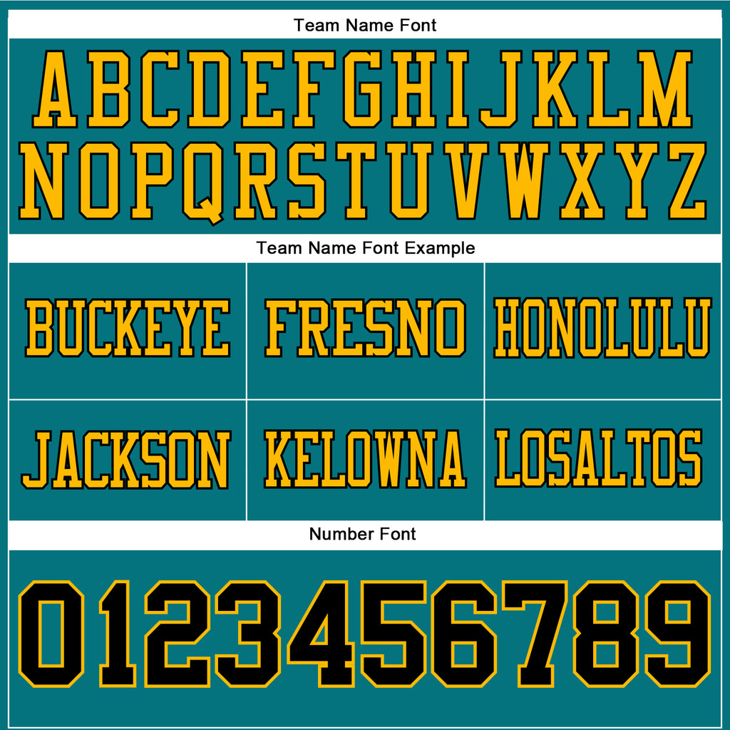 Custom Teal Black-Gold Authentic Football Jersey