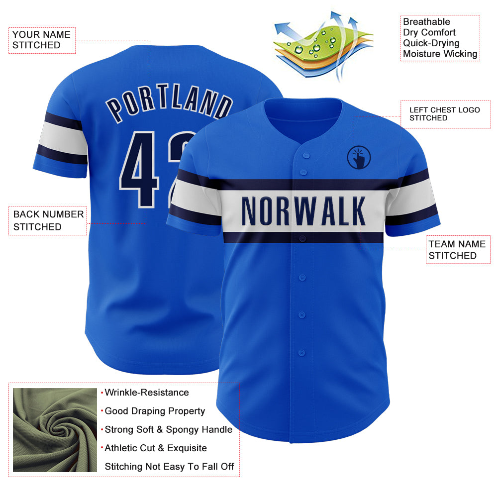 Custom Thunder Blue Navy-White Authentic Baseball Jersey