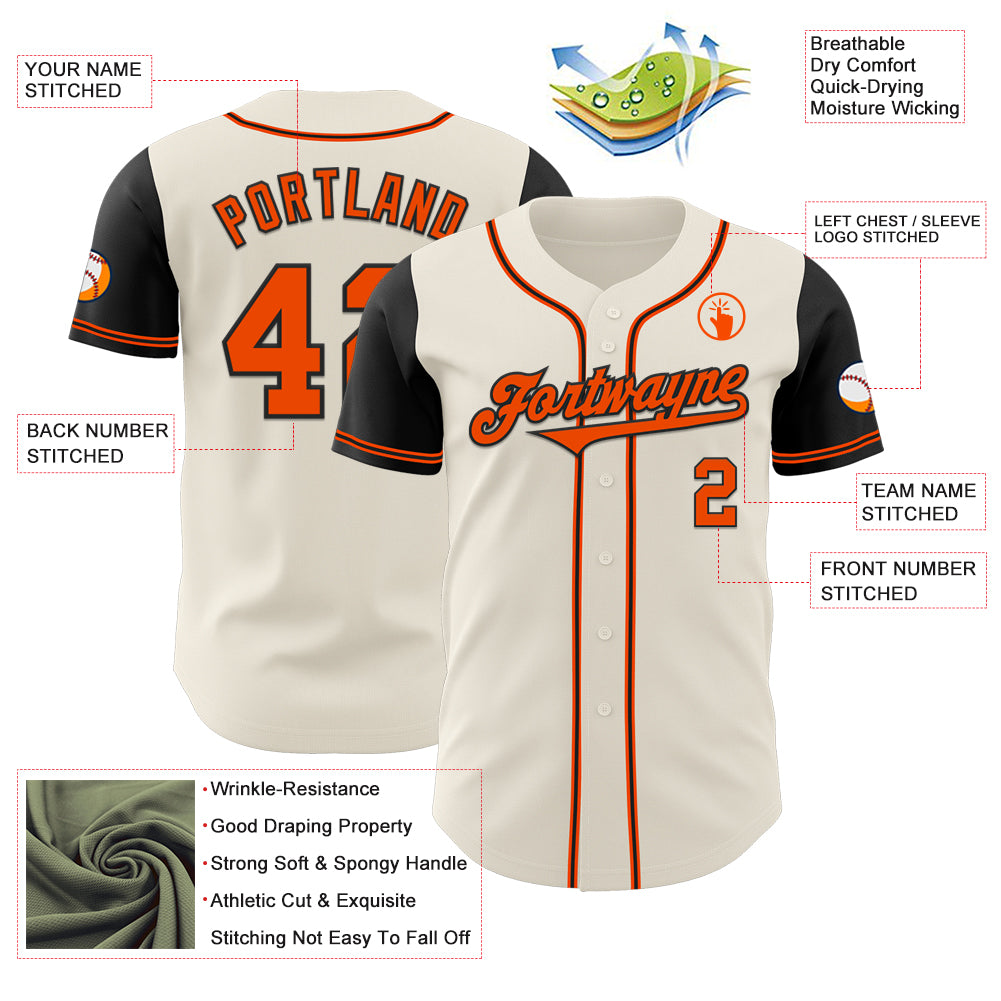 Custom Cream Orange-Black Authentic Two Tone Baseball Jersey