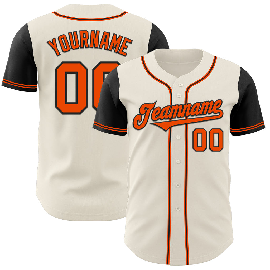 Custom Cream Orange-Black Authentic Two Tone Baseball Jersey