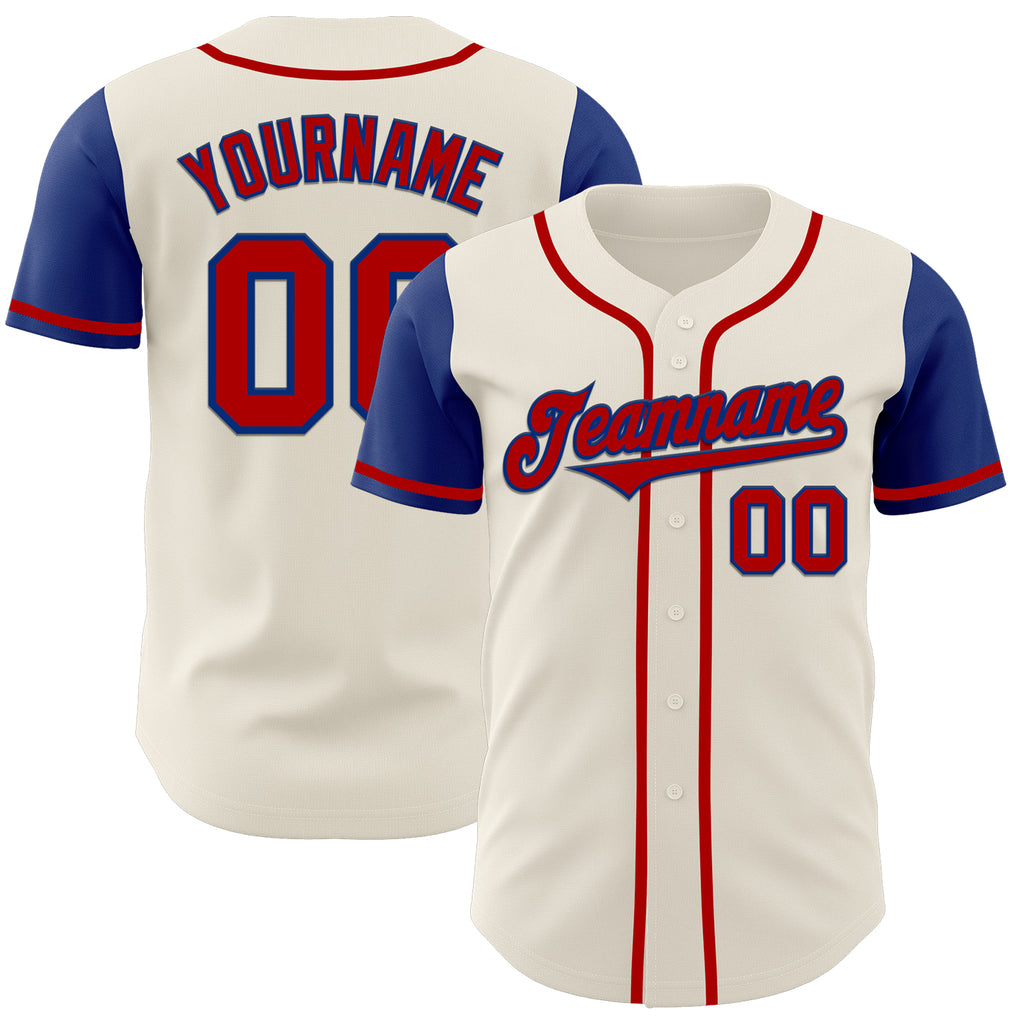 Custom Cream Red-Royal Authentic Two Tone Baseball Jersey