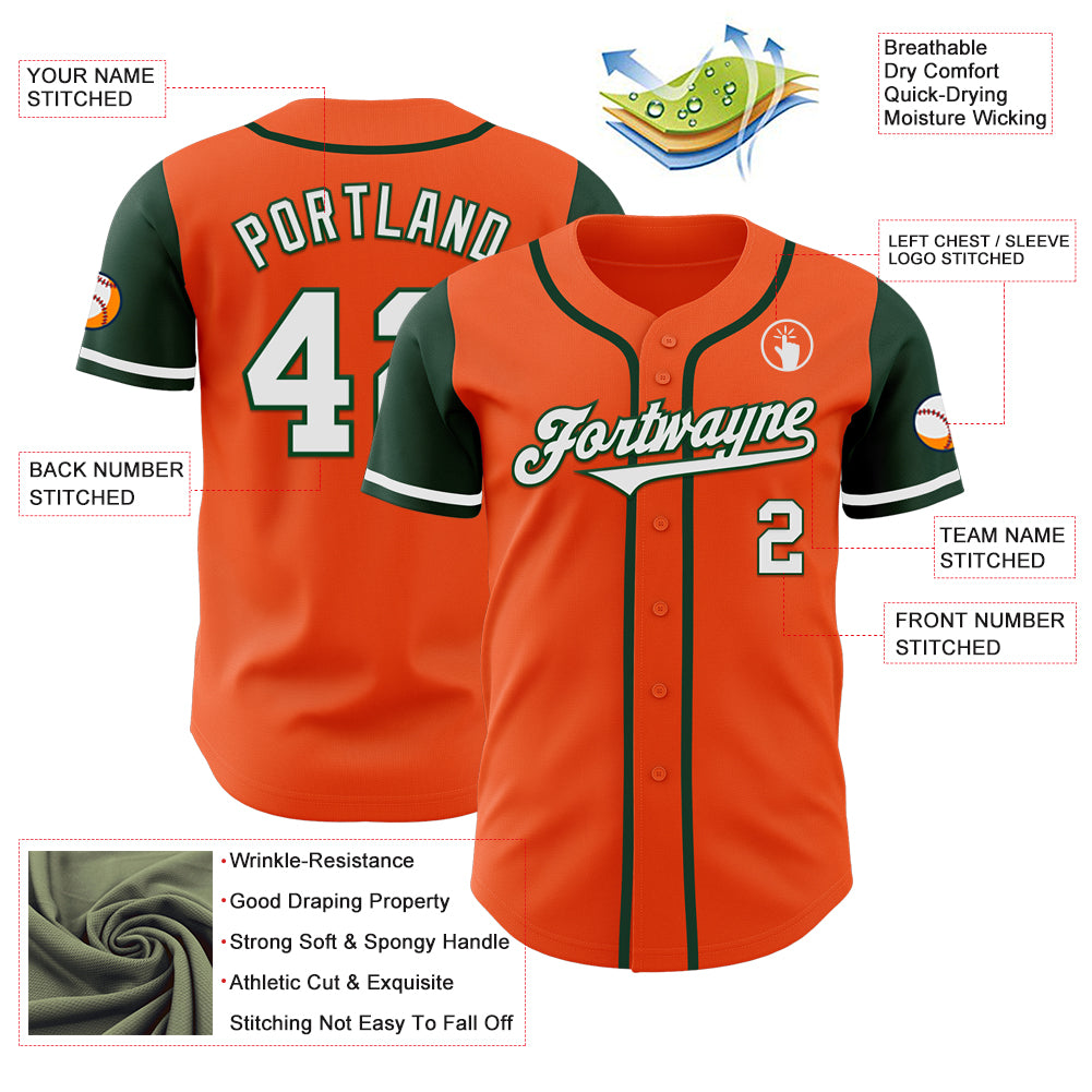 Custom Orange White-Green Authentic Two Tone Baseball Jersey