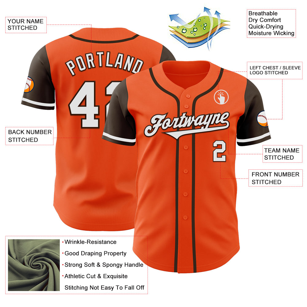 Custom Orange White-Brown Authentic Two Tone Baseball Jersey