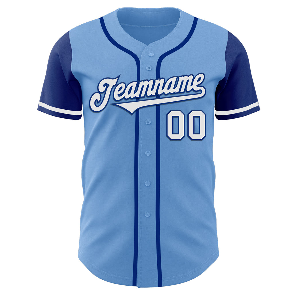 Custom Light Blue White-Royal Authentic Two Tone Baseball Jersey