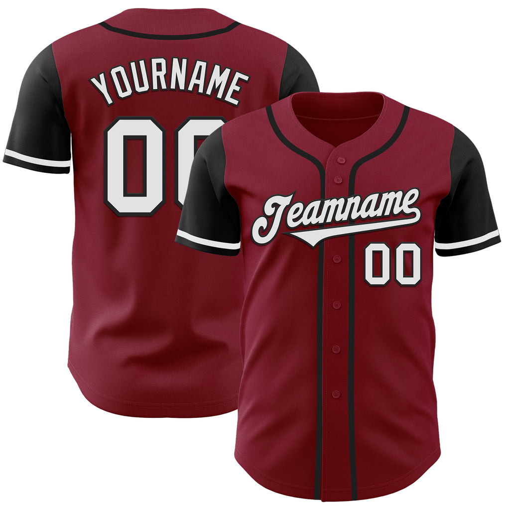 Custom Crimson White-Black Authentic Two Tone Baseball Jersey