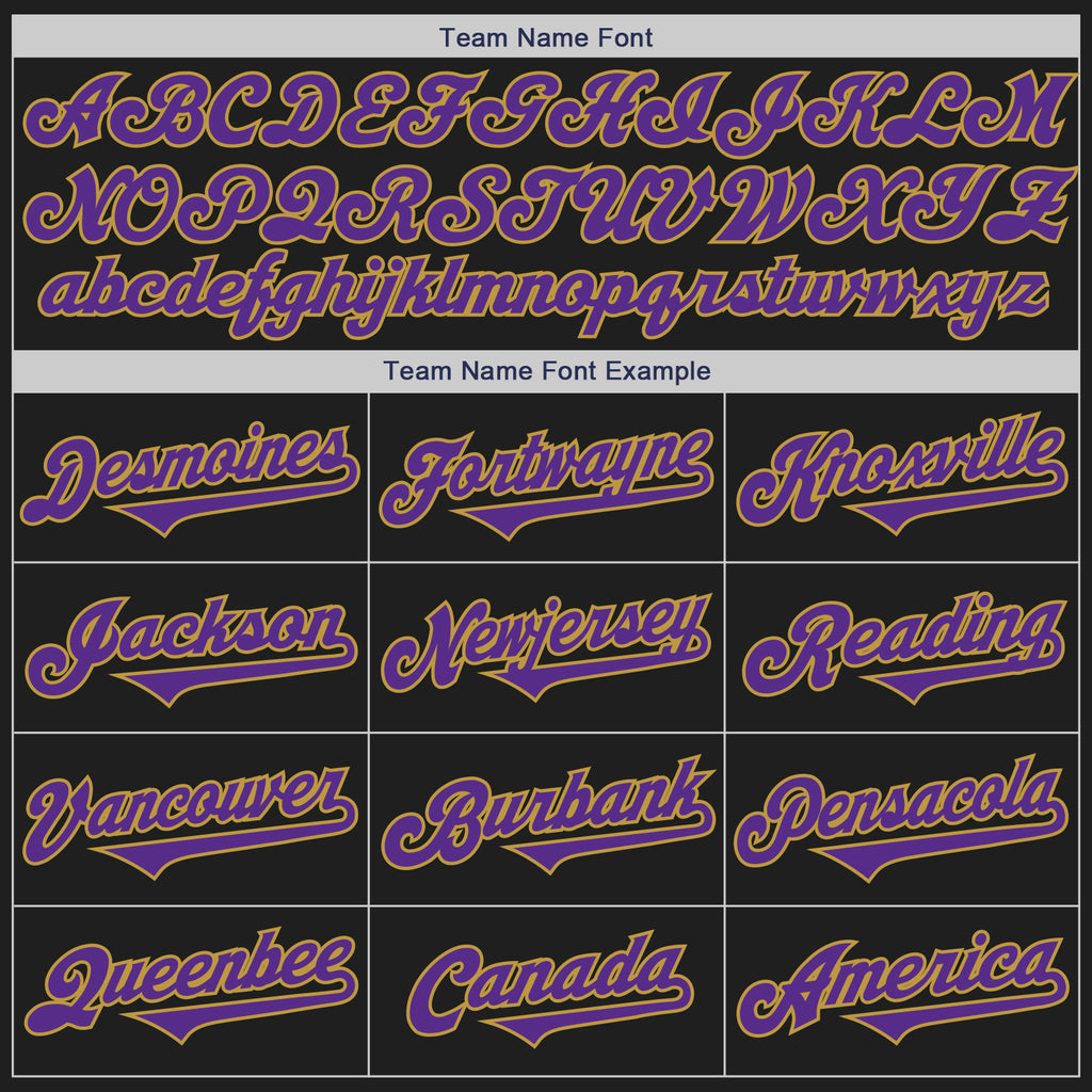 Custom Black Purple-Old Gold Authentic Two Tone Baseball Jersey