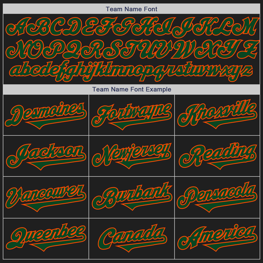 Custom Black Green-Orange Authentic Two Tone Baseball Jersey