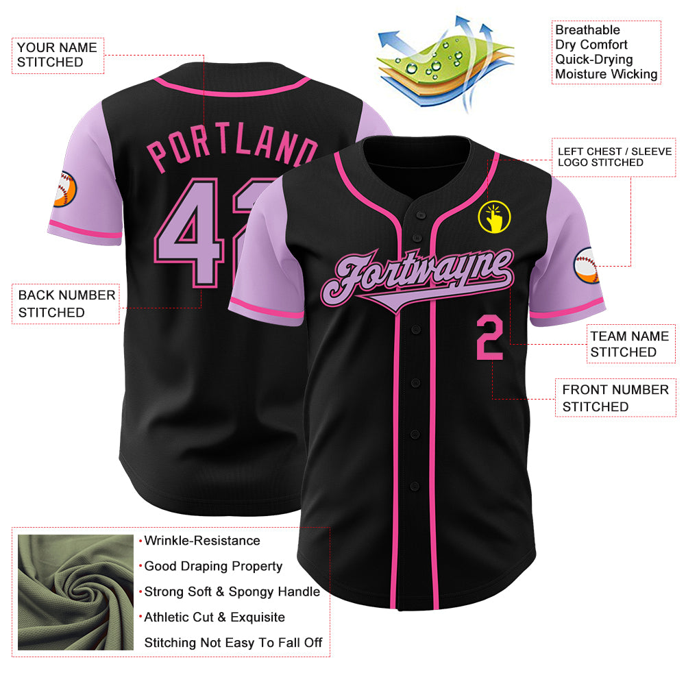 Custom Black Light Purple-Pink Authentic Two Tone Baseball Jersey