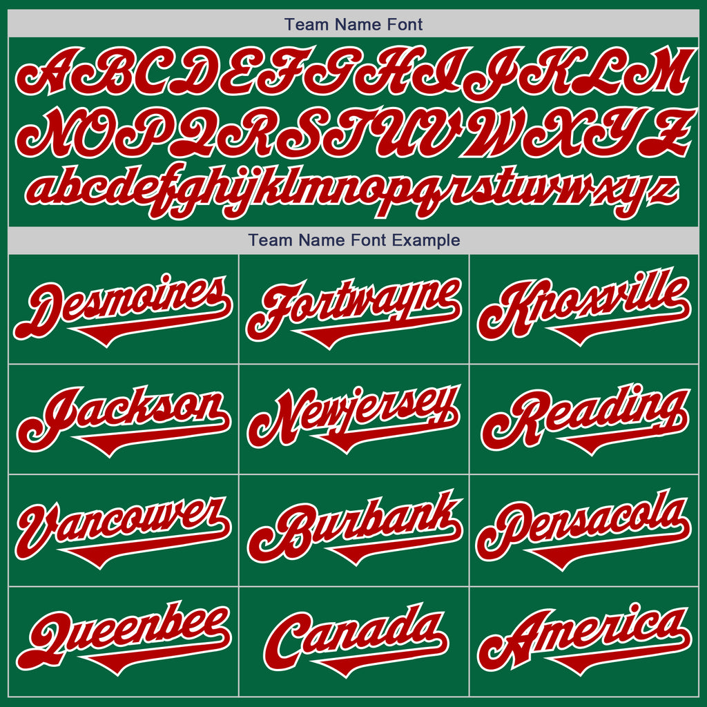 Custom Kelly Green Red-White Authentic Two Tone Baseball Jersey