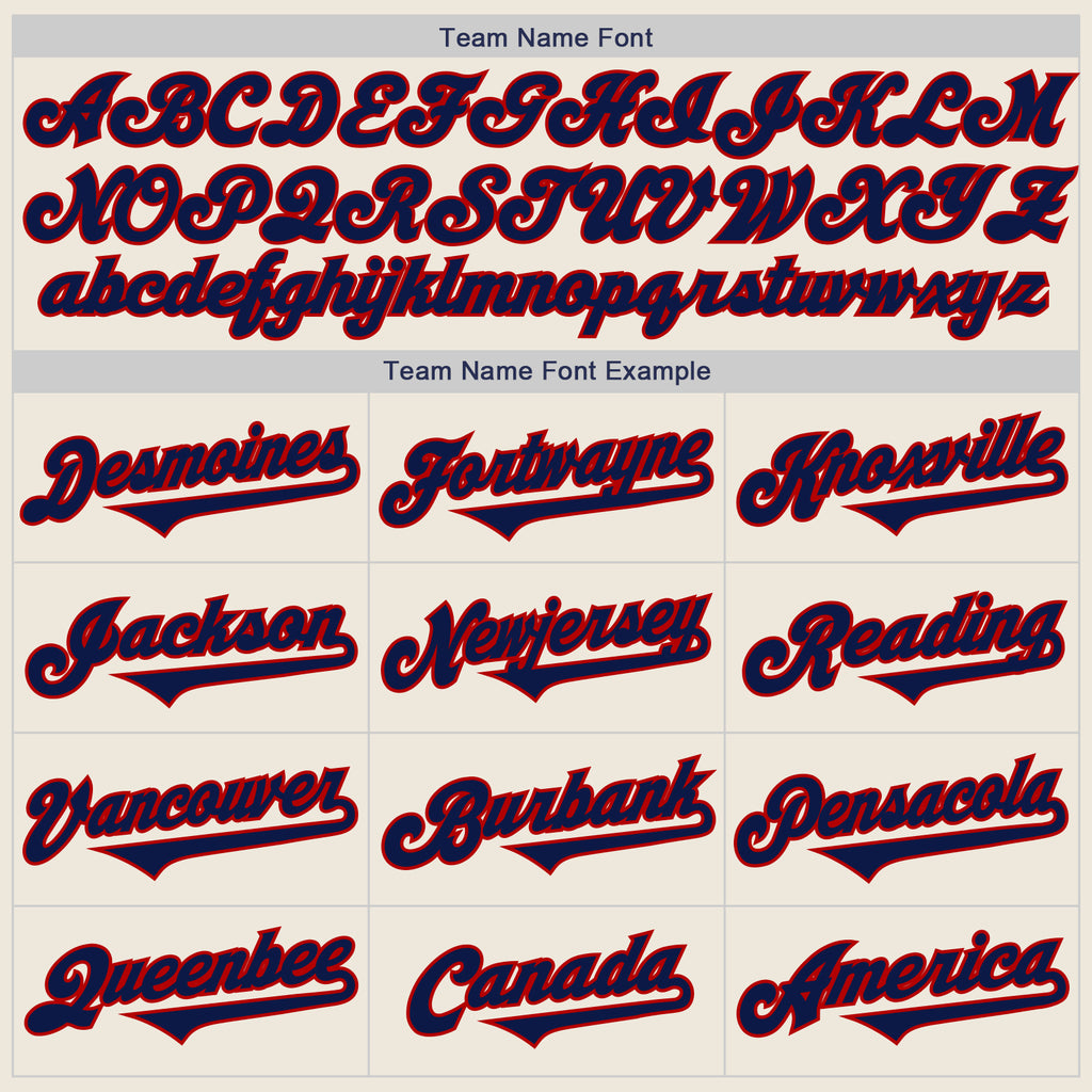 Custom Cream Navy-Red Authentic Two Tone Baseball Jersey