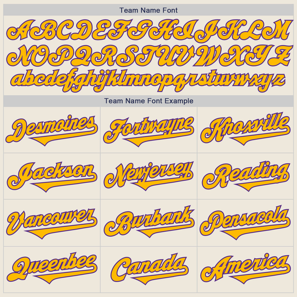 Custom Cream Gold-Purple Authentic Two Tone Baseball Jersey