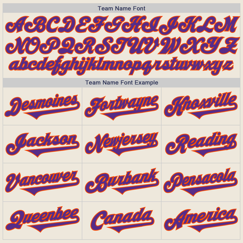 Custom Cream Purple-Orange Authentic Two Tone Baseball Jersey