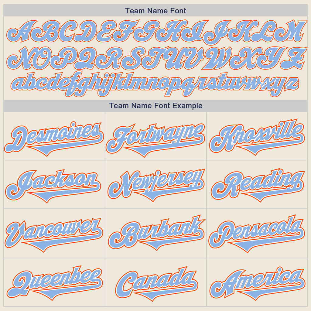 Custom Cream Light Blue White-Orange Authentic Two Tone Baseball Jersey
