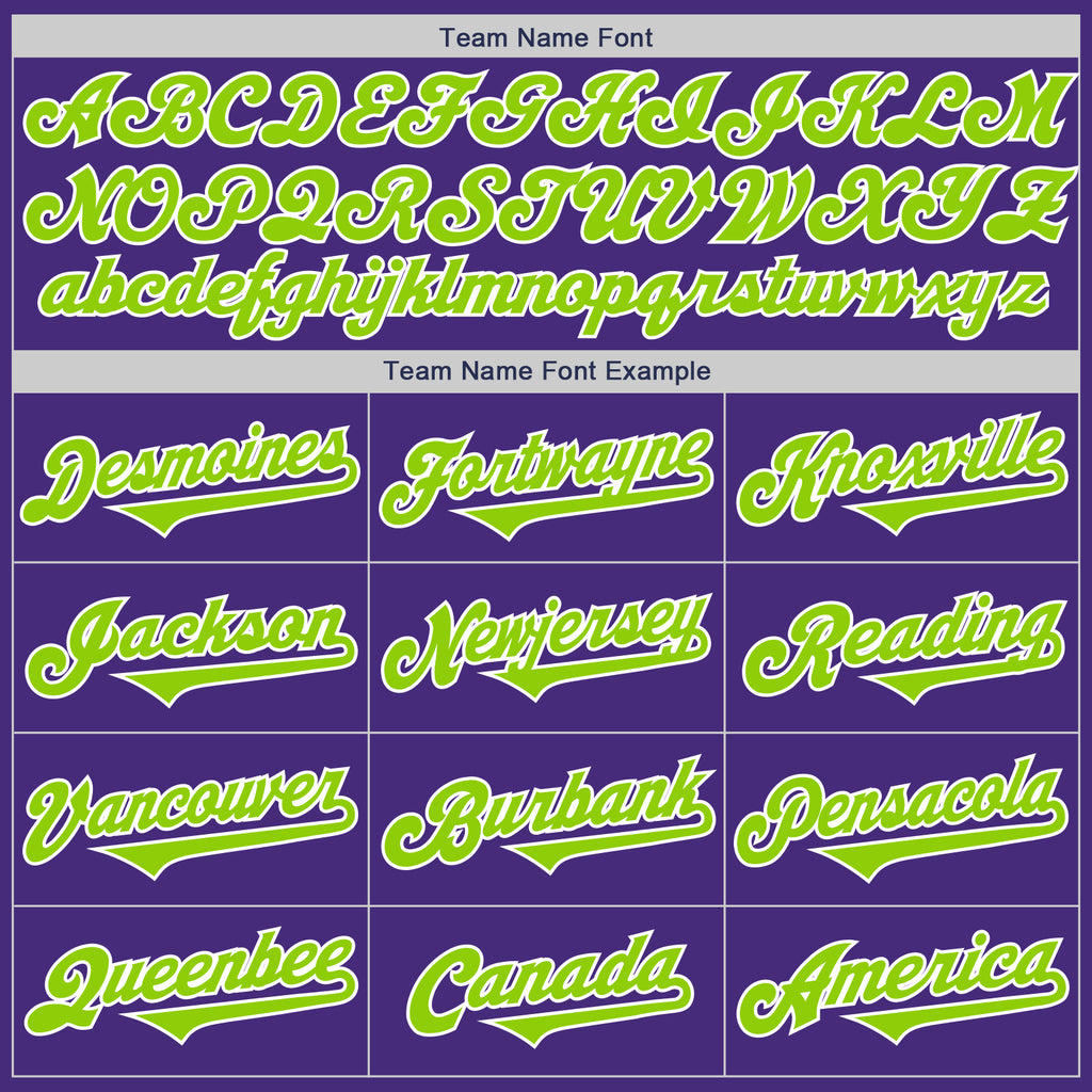 Custom Purple Neon Green-White Authentic Two Tone Baseball Jersey