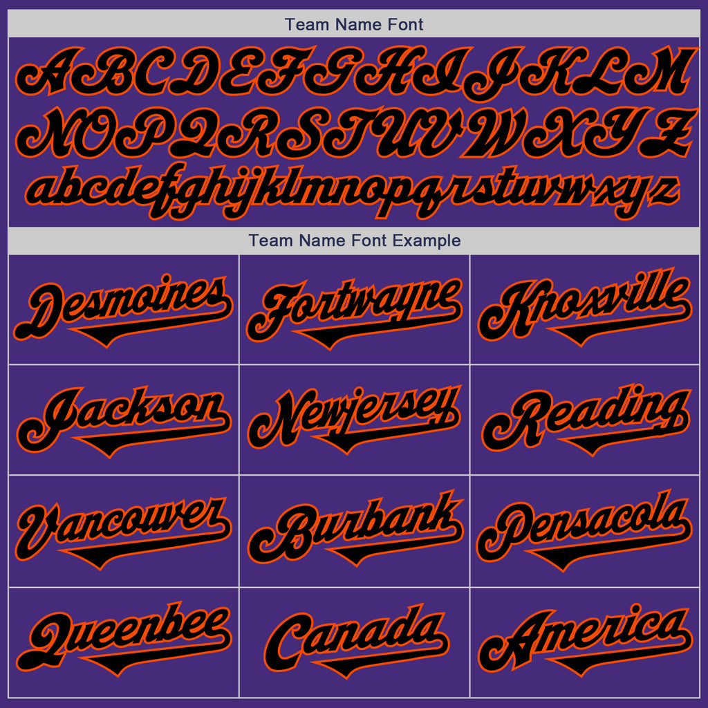 Custom Purple Black-Orange Authentic Two Tone Baseball Jersey