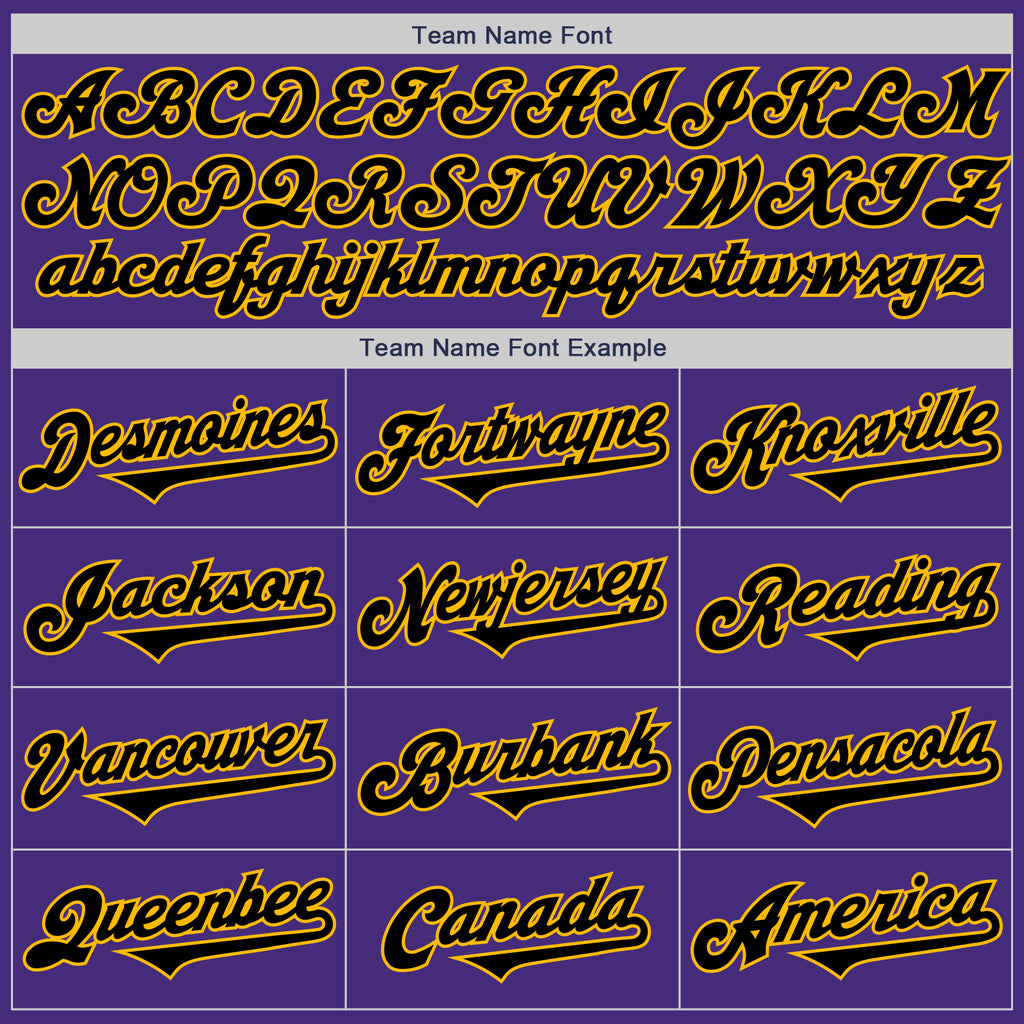 Custom Purple Black-Gold Authentic Two Tone Baseball Jersey