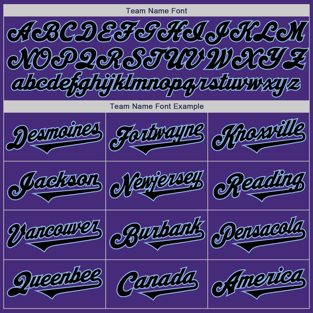 Custom Purple Black-Light Blue Authentic Two Tone Baseball Jersey