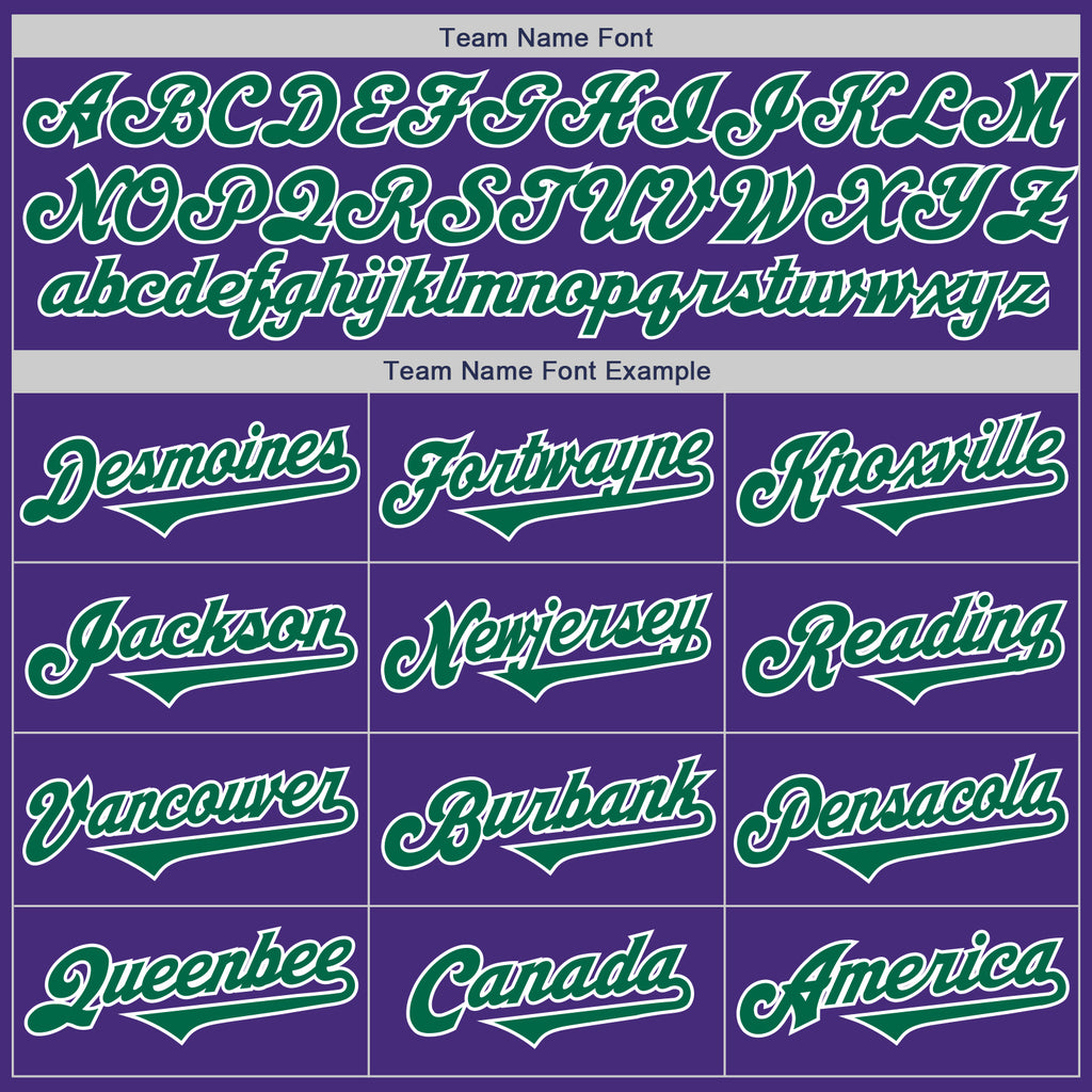 Custom Purple Kelly Green-White Authentic Two Tone Baseball Jersey
