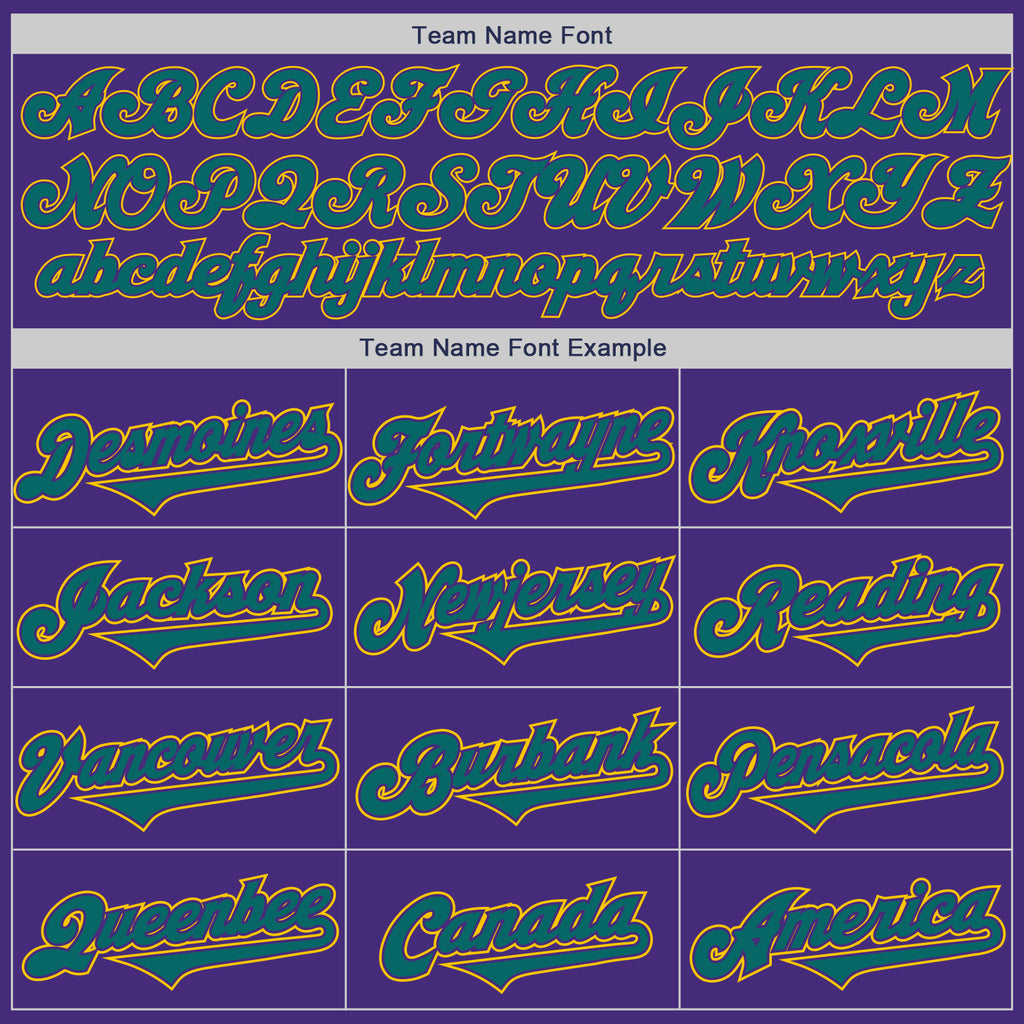 Custom Purple Teal-Yellow Authentic Two Tone Baseball Jersey